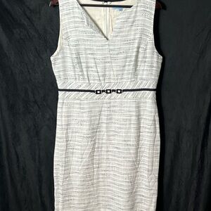 ANTONIO MELANI Cream Sheath Midi Dress V-Neck Sleeveless